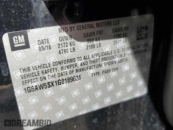 2016 Cadillac CTS AWD with VIN 1G6AW5SX1G0189636, listed as a Copart auction lot 74348534 with Not provided miles and Non repairable. Bid and sale history available at DreamBid. Image 13.