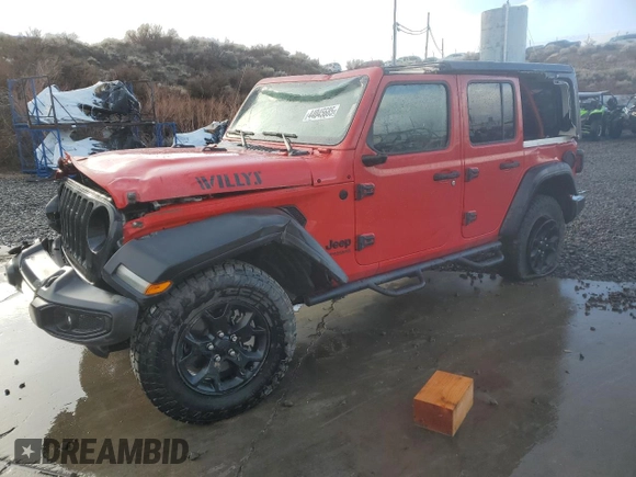 2021 Jeep Wrangler Unlimited Sport Altitude with VIN 1C4HJXDGXMW546873, listed as a Copart auction lot 44045685 with 33,592 mi miles and Salvage Title. Bid and sale history available at carsss.com. Image 1.