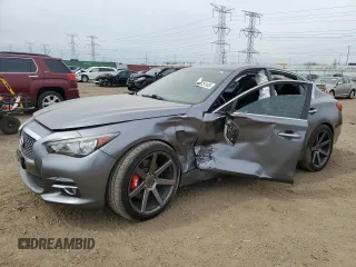 2017 Infiniti Q50 Premium with VIN JN1EV7AR9HM834868, listed as a Copart auction lot 54975165 with 109,746 mi miles and Salvage title. Bid and sale history available at DreamBid. Image 1.