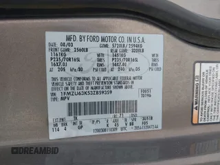 2003 Ford Explorer XLT с VIN 1FMZU63K53ZB59359, выставлен на аукционе IAAI как лот 42452231 с пробегом 168 902 миль миль и . История ставок и продаж доступна на DreamBid. Изображение 9.