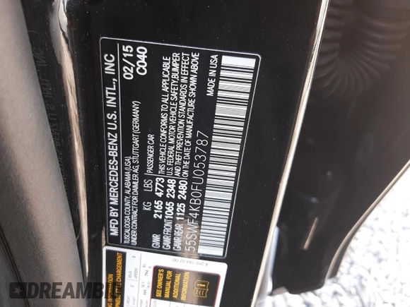 2015 Mercedes-Benz C-Class C 300 Luxury with VIN 55SWF4KB0FU053787, listed as a Copart auction lot 84916574 with 77,943 mi miles and Salvage Title. Bid and sale history available at carsss.com. Image 12.