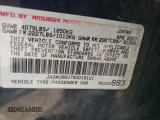 2008 Mitsubishi Lancer GTS with VIN JA3AU86U78U016121, listed as a Copart auction lot 71834554 with 322,324 mi miles and Salvage Title. Bid and sale history available at carsss.com. Image 12.