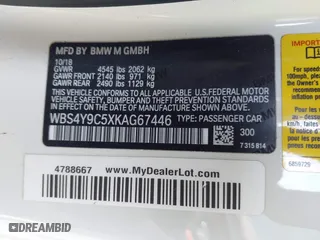 2019 BMW M4 with VIN WBS4Y9C5XKAG67446, listed as a IAAI auction lot 41669865 with 103,230 mi miles. Bid and sale history available at carsss.com. Image 9.