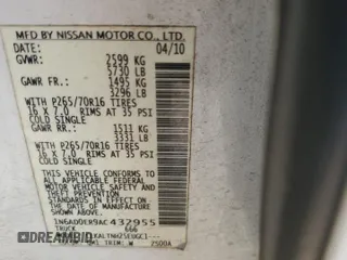 2010 Nissan Frontier SE с VIN 1N6AD0ER9AC432955, выставлен на аукционе Copart как лот 55661535 с пробегом 175 062 миль миль и Списание • Salvage title. История ставок и продаж доступна на DreamBid. Изображение 12.