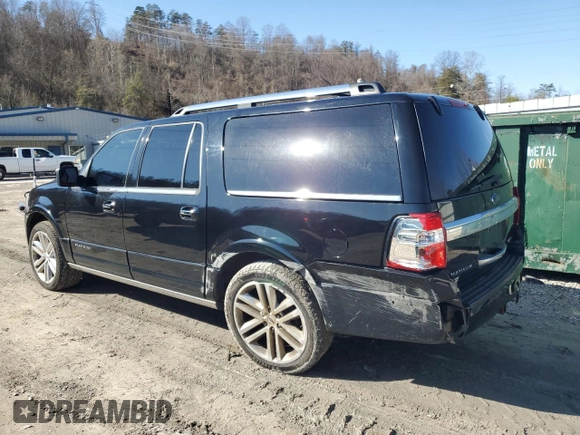 2017 Ford Expedition EL Platinum with VIN 1FMJK1MT6HEA82075, listed as a Copart auction lot 43175415 with 125,405 mi miles and Salvage Title. Bid and sale history available at carsss.com. Image 2.