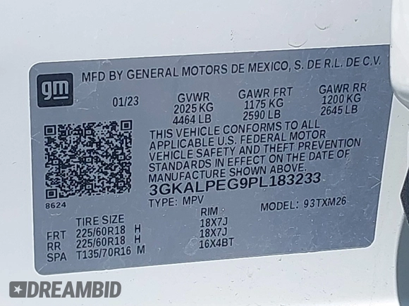 2023 GMC Terrain SLT с VIN 3GKALPEG9PL183233, выставлен на аукционе IAAI как лот 41905091 с пробегом 46 205 миль миль и . История ставок и продаж доступна на DreamBid. Изображение 9.