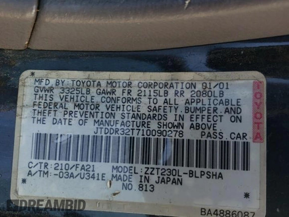 2001 Toyota Celica GT with VIN JTDDR32T710090278, listed as a Copart auction lot 89209425 with 241,833 mi miles and Clean Title. Bid and sale history available at carsss.com. Image 12.