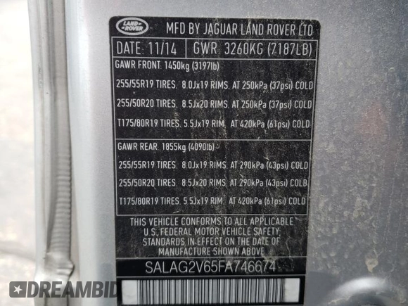 2015 Land Rover LR4 HSE z VIN SALAG2V65FA746674, wystawiony jako Copart lot #51082575 z przebiegiem 144 151 mil mil oraz Czysty tytuł • Clean title. Historia ofert i sprzedaży dostępna na DreamBid. Obrazek 13.