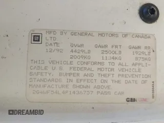 1993 Buick Regal with VIN 2G4WF54L4P1436757, listed as a IAAI auction lot 42078031 with 62,011 mi miles and . Bid and sale history available at DreamBid. Image 9.