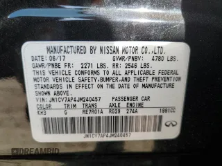 2018 Infiniti Q50 Pure with VIN JN1CV7AP4JM240457, listed as a Copart auction lot 81520334 with 154,438 mi miles and Salvage Title. Bid and sale history available at carsss.com. Image 15.