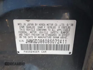 2008 Honda Fit Sport with VIN JHMGD38608S072411, listed as a IAAI auction lot 41413545 with 112,217 mi miles. Bid and sale history available at carsss.com. Image 9.