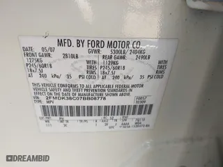 2007 Ford Edge SEL with VIN 2FMDK38C07BB08778, listed as a IAAI auction lot 41410720 with 108,335 mi miles. Bid and sale history available at carsss.com. Image 9.