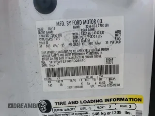 2011 Ford F-150 XL with VIN 1FTFW1EF9BFD26410, listed as a Copart auction lot 62539545 with 154,925 mi miles and Salvage title. Bid and sale history available at DreamBid. Image 13.