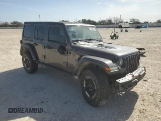 2018 Jeep Wrangler Unlimited Rubicon with VIN 1C4HJXFN6JW203324, listed as a Copart auction lot 47960635 with 80,383 mi miles and Salvage title. Bid and sale history available at DreamBid. Image 4.
