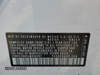 2020 Volkswagen Jetta S с VIN 3VWC57BU2LM094307, выставлен на аукционе Copart как лот 56650965 с пробегом 73 986 миль миль и Списание • Salvage title. История ставок и продаж доступна на DreamBid. Изображение 12.