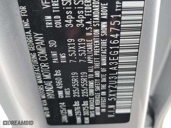 2014 Hyundai Santa Fe Sport with VIN 5XYZU3LA3EG164751, listed as a Copart auction lot 46677045 with NaN miles and Salvage Title. Bid and sale history available at carsss.com. Image 15.
