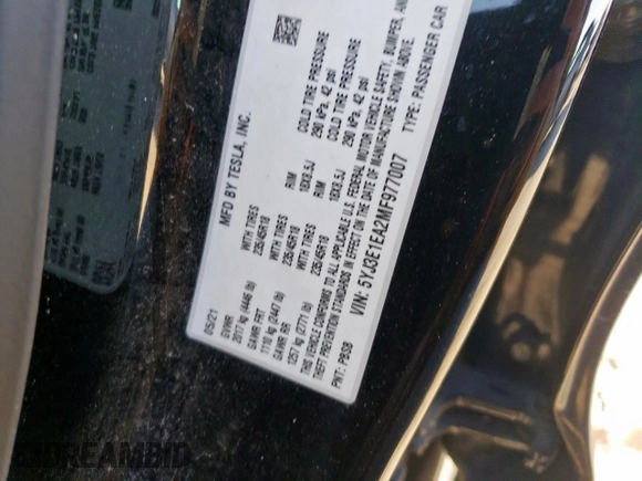 2021 Tesla Model 3 Standard Range Plus with VIN 5YJ3E1EA2MF977007, listed as a Copart auction lot 48516075 with Not Provided miles and Salvage Title. Bid and sale history available at DreamBid. Image 13.