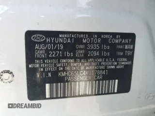 2019 Hyundai Ioniq Blue with VIN KMHC65LC4KU178841, listed as a Copart auction lot 55676285 with 172,466 mi miles and Clean Title. Bid and sale history available at DreamBid. Image 12.