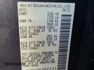 2015 Nissan Titan SL with VIN 1N6BA0EC1FN507233, listed as a Copart auction lot 73431094 with 83,831 mi miles and Clean Title. Bid and sale history available at carsss.com. Image 12.