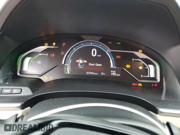 2019 Honda Clarity Plug-In Hybrid with VIN JHMZC5F17KC005787, listed as a Copart auction lot 76778374 with 27,055 mi miles and Salvage Title. Bid and sale history available at carsss.com. Image 9.