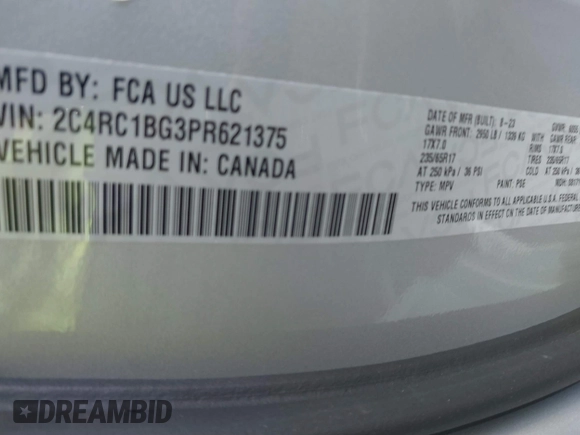 2023 Chrysler Pacifica Touring L с VIN 2C4RC1BG3PR621375, выставлен на аукционе IAAI как лот 41209430 с пробегом 44 856 миль миль и . История ставок и продаж доступна на DreamBid. Изображение 9.