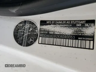 2019 Mercedes-Benz S-Class S 560 with VIN WDDXK8DB2KA040053, listed as a Copart auction lot 87759755 with 41,949 mi miles and Salvage Title. Bid and sale history available at carsss.com. Image 12.