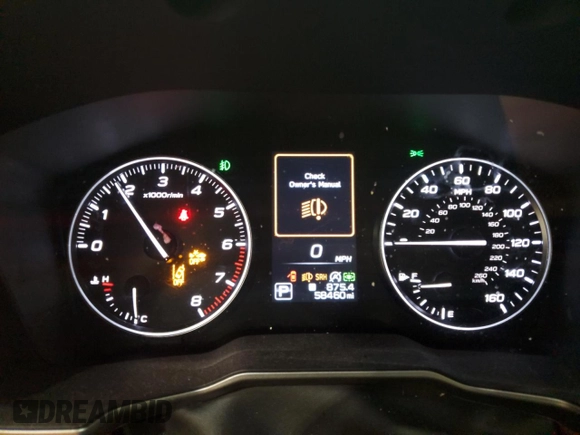 2020 Subaru Legacy Touring XT with VIN 4S3BWGP6XL3033200, listed as a Copart auction lot 60220495 with 58,460 mi miles and Salvage title. Bid and sale history available at DreamBid. Image 9.
