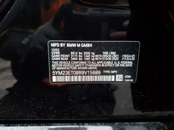 2024 BMW X6 M with VIN 5YM23ET08R9V15689, listed as a Copart auction lot 86357404 with 9,847 mi miles and Salvage Title. Bid and sale history available at carsss.com. Image 14.