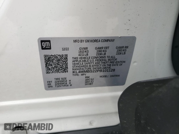 2023 Buick Encore GX Preferred z VIN KL4MMBS22PB101128, wystawiony jako Copart lot #55242915 z przebiegiem 12 120 mil mil oraz Szkoda całkowita • Salvage title. Historia ofert i sprzedaży dostępna na DreamBid. Obrazek 13.