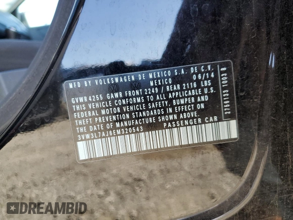 2014 Volkswagen Jetta TDI w/Premium с VIN 3VW3L7AJ6EM320543, выставлен на аукционе Copart как лот 52005015 с пробегом 119 298 миль миль и Списание • Salvage title. История ставок и продаж доступна на DreamBid. Изображение 13.