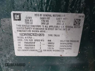 2014 Chevrolet Silverado 1500 LT with VIN 1GCVKREC7EZ312679, listed as a IAAI auction lot 40874395 with 153,234 mi miles and . Bid and sale history available at DreamBid. Image 9.