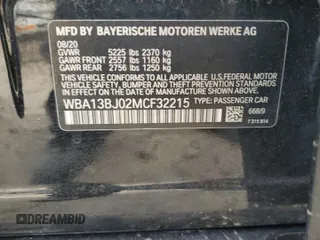 2021 BMW 5 Series 530i xDrive with VIN WBA13BJ02MCF32215, listed as a Copart auction lot 55779575 with 67,983 mi miles and Salvage title. Bid and sale history available at DreamBid. Image 13.