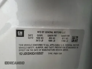 2012 Chevrolet Sonic LT z VIN 1G1JD5SH0C4160507, wystawiony jako Copart lot #49842145 z przebiegiem 134 777 mil mil oraz Czysty tytuł • Clean title. Historia ofert i sprzedaży dostępna na DreamBid. Obrazek 12.