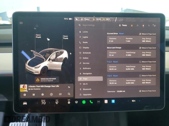 2021 Tesla Model Y Performance z VIN 5YJYGDEF5MF215870, wystawiony jako Copart lot #52531015 z przebiegiem 21 904 mil mil oraz Szkoda całkowita • Salvage title. Historia ofert i sprzedaży dostępna na DreamBid. Obrazek 9.