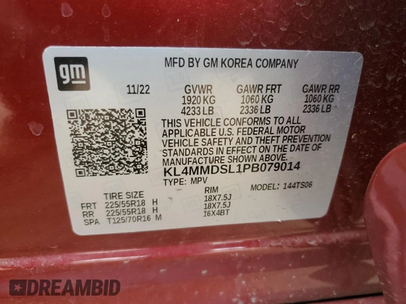 2023 Buick Encore GX Select with VIN KL4MMDSL1PB079014, listed as a Copart auction lot 54510875 with 68,301 mi miles and Salvage title. Bid and sale history available at DreamBid. Image 14.