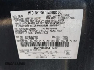 2015 Ford Taurus Limited с VIN 1FAHP2F85FG116310, выставлен на аукционе IAAI как лот 42298726 с пробегом Не указан миль и . История ставок и продаж доступна на DreamBid. Изображение 9.
