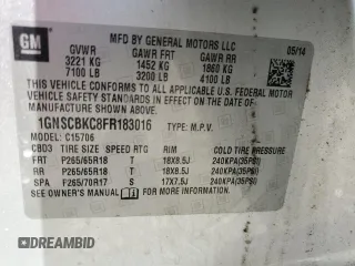 2015 Chevrolet Tahoe LT with VIN 1GNSCBKC8FR183016, listed as a Copart auction lot 61463135 with 154,856 mi miles and Clean title. Bid and sale history available at DreamBid. Image 13.