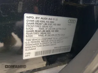 2022 Audi Q7 Premium Plus with VIN WA1LJBF75ND010480, listed as a Copart auction lot 59338214 with 14,851 mi miles and Salvage title. Bid and sale history available at DreamBid. Image 12.