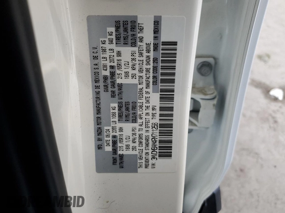 2024 Mazda CX-30 S with VIN 3MVDMBAM4RM711258, listed as a Copart auction lot 57393845 with 6,358 mi miles and Salvage title. Bid and sale history available at DreamBid. Image 14.