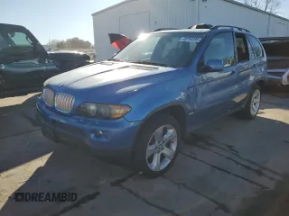 2005 BMW X5 4.4i with VIN 5UXFB53505LV13018, listed as a Copart auction lot 45756685 with 231,972 mi miles and Salvage Title. Bid and sale history available at carsss.com. Image 1.