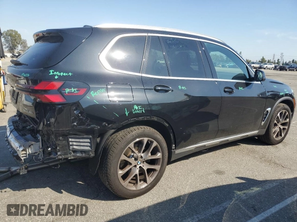 2025 BMW X5 sDrive40i with VIN 5UX13EU05S9W82678, listed as a Copart auction lot 49857255 with 9,901 mi miles and Salvage Title. Bid and sale history available at carsss.com. Image 3.