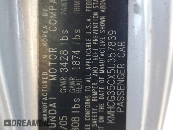 2005 Hyundai Accent GLS with VIN KMHCG35CX5U357839, listed as a Copart auction lot 81465454 with Not Provided miles and Salvage Title. Bid and sale history available at carsss.com. Image 14.