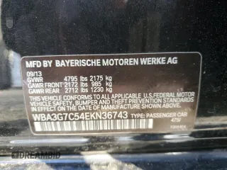 2014 BMW 3 Series 328i xDrive with VIN WBA3G7C54EKN36743, listed as a Copart auction lot 82015554 with 128,503 mi miles and Salvage Title. Bid and sale history available at carsss.com. Image 14.