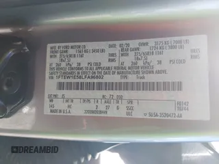 2020 Ford F-150 XL z VIN 1FTEW1E58LFA96802, wystawiony jako IAAI lot #41659877 z przebiegiem 89 234 mil mil oraz . Historia ofert i sprzedaży dostępna na DreamBid. Obrazek 9.