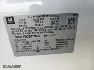 2013 Chevrolet Equinox LT with VIN 1GNALPEK7DZ124564, listed as a Copart auction lot 48228845 with 132,691 mi miles and Salvage Title. Bid and sale history available at carsss.com. Image 13.