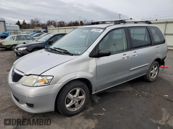 2003 Mazda MPV LX with VIN JM3LW28A330360105, listed as a Copart auction lot 85750964 with 182,129 mi miles and Salvage Title. Bid and sale history available at carsss.com. Image 1.