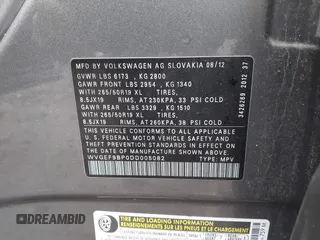 2013 Volkswagen Touareg Lux with VIN WVGEF9BP0DD005082, listed as a IAAI auction lot 41667026 with 140,148 mi miles and . Bid and sale history available at DreamBid. Image 9.