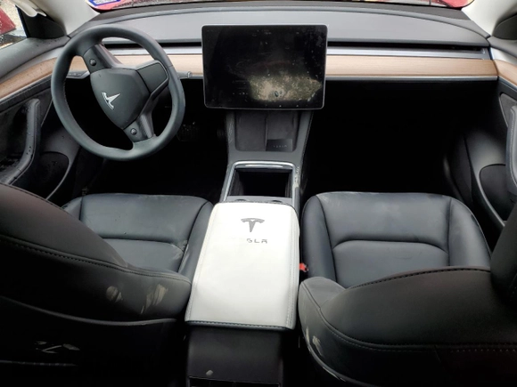 2023 Tesla Model 3 with VIN 5YJ3E1EA3PF698265, listed as a Copart auction lot 53067455 with 12,192 mi miles and Salvage title. Bid and sale history available at DreamBid. Image 8.