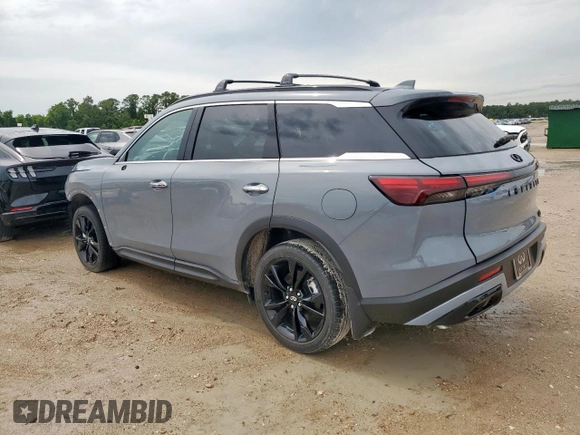 2025 Infiniti QX60 с VIN 5N1AL1FR3SC332678, выставлен на аукционе Copart как лот 60646265 с пробегом 3 907 миль миль и Списание • Salvage title. История ставок и продаж доступна на DreamBid. Изображение 2.