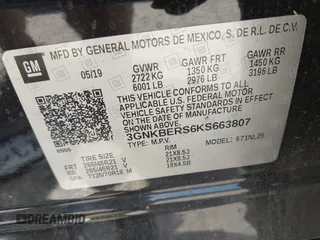 2019 Chevrolet Blazer RS z VIN 3GNKBERS6KS663807, wystawiony jako IAAI lot #42230602 z przebiegiem 67 408 mil mil oraz . Historia ofert i sprzedaży dostępna na DreamBid. Obrazek 9.